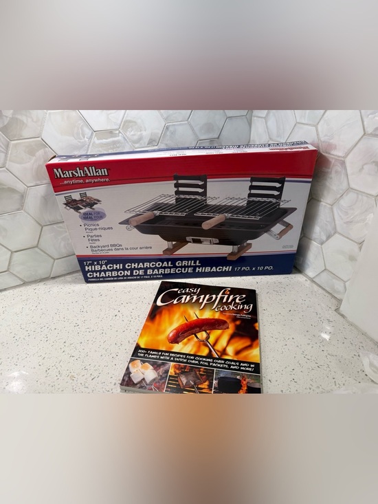 Marsh Allen Other - Marsh Allen 17” Hibachi Charcoal Grill Black Tabletop New & Campfire Cookbook